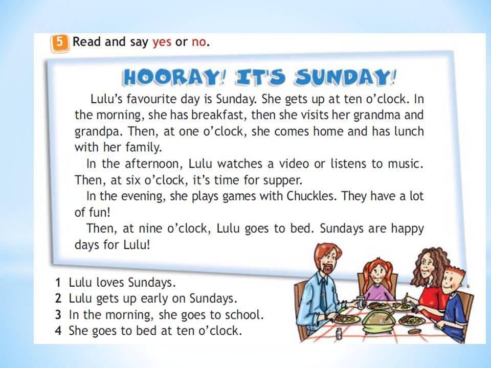 Спотлайт 3 чтение. Английский язык on Sundays. Проект по английскому on Sundays. On Sundays 3 класс. Текст my favourite Day.